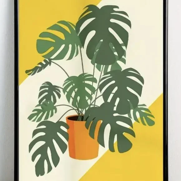 23"Lx16"W Retro Split Leaf Philodendron Tropical Houseplant Canvas Art Print New - Picture 4 of 4